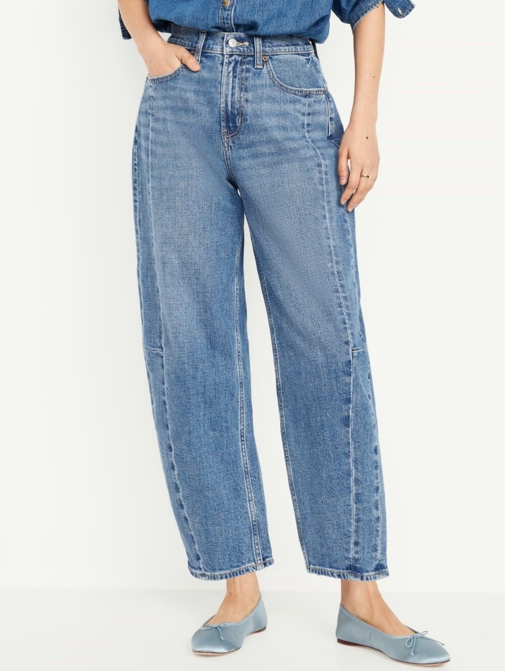 Old Navy Womens High-Waist Barrel Jeans, Size 8